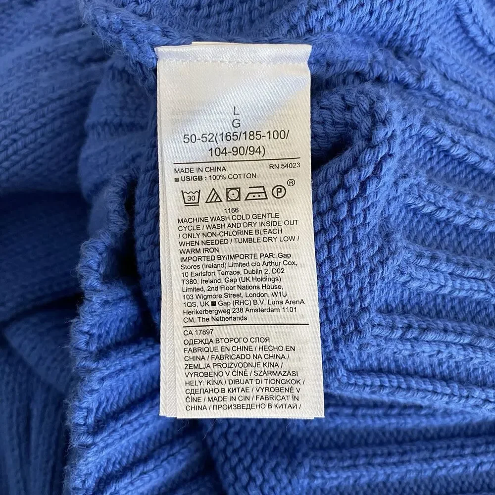 Banana Republic Sweater Men's Large Blue Organic Cotton Crew Neck Oversized NWT